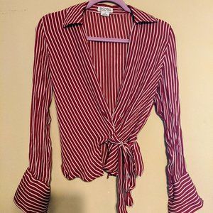 Red and white stripes long sleeve top.